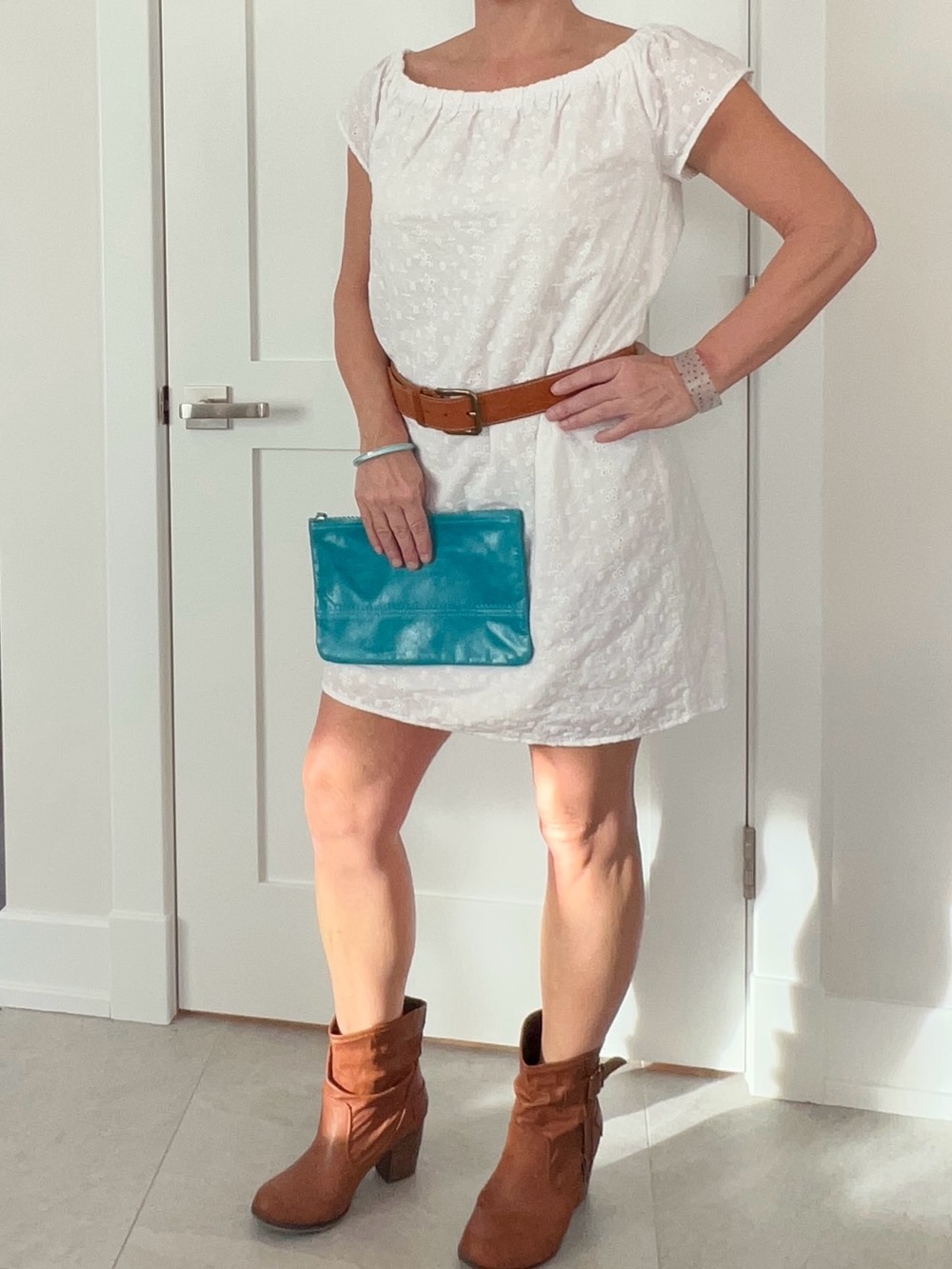 White Embroidered Midi Dress - Classic Women's Dress